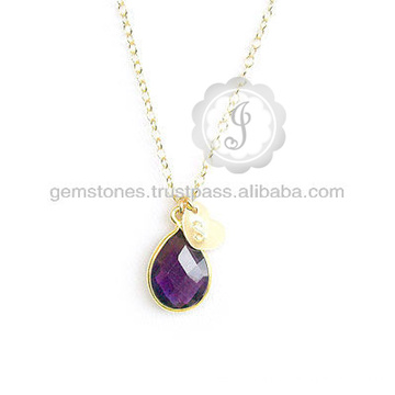 Proveedor al por mayor para el collar pendiente de la plata del oro de Vermeil de la piedra preciosa de Amethyst para las mujeres